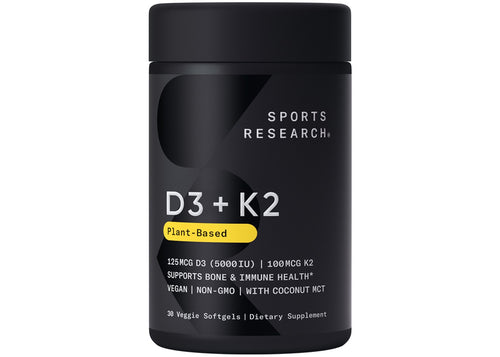 Sports Research Vegan Vitamin D3 + K2 5000 IU D3 and 100 mcg K2, 30-count bottle
